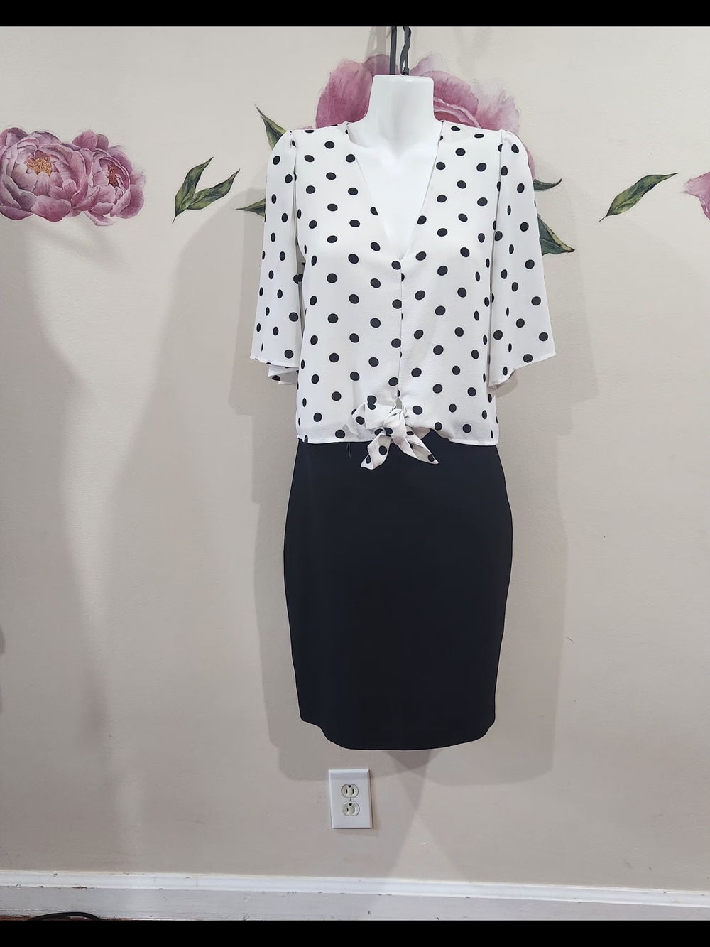 1. State White Polka Dot Tie-Front Blouse